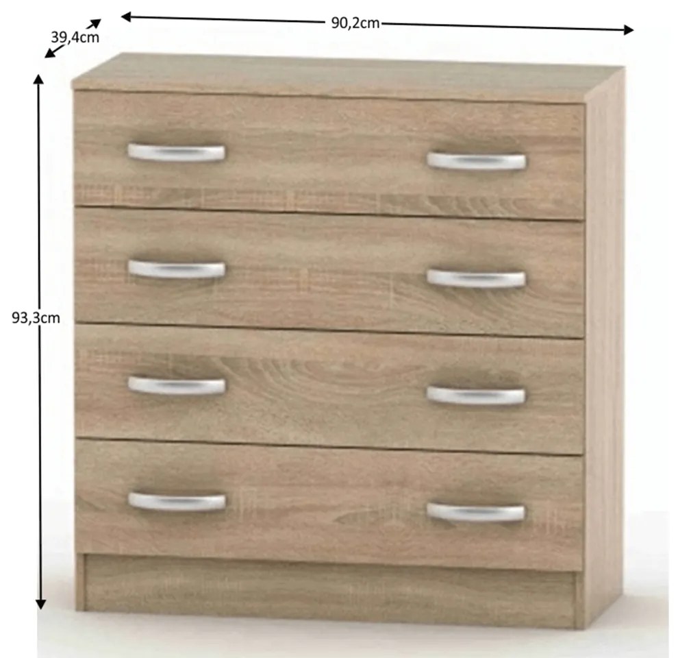 Comodă BETTY 4S, stejar sonoma