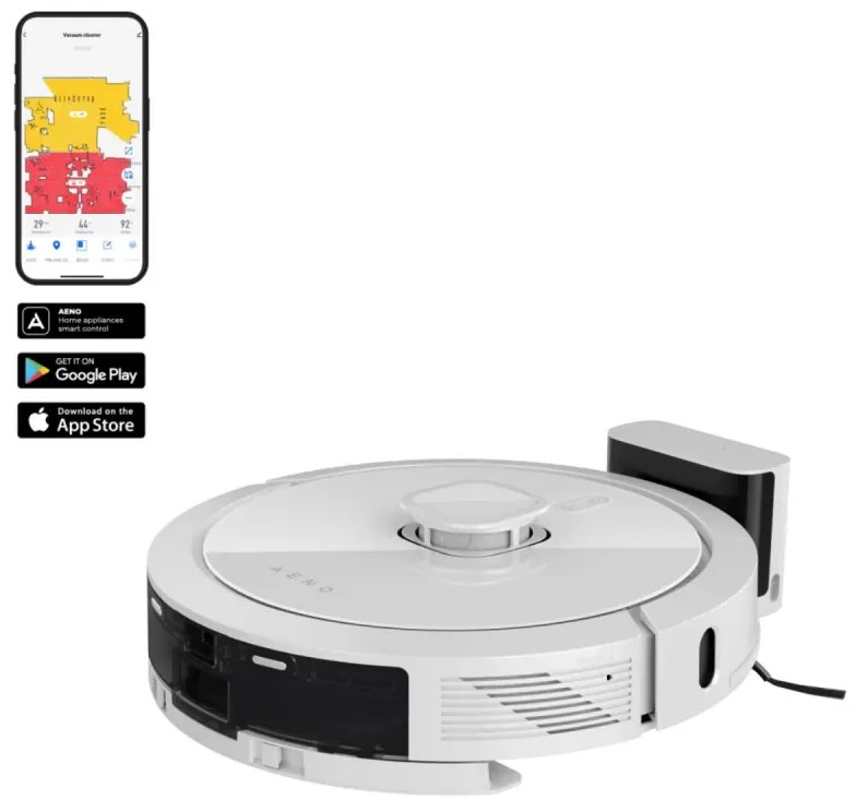Aspirator robotic AENO ARC0008S, 4000Pa, 5200 mAh, 300m2, Cartografiere, Wi-Fi, Comenzi vocale, Autonomie până la 250 min, Alb