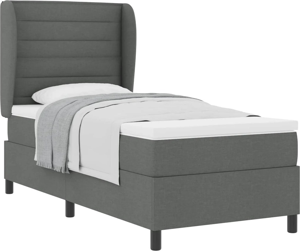 vidaXL Pat cu arcuri cu saltea Gri închis 80 x 200 cm țesătură