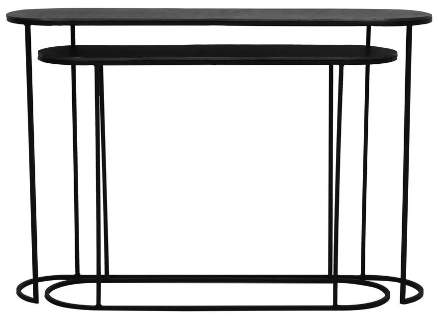 Mese consolă negre 2 buc. din metal 28x118 cm Bocov – Light & Living