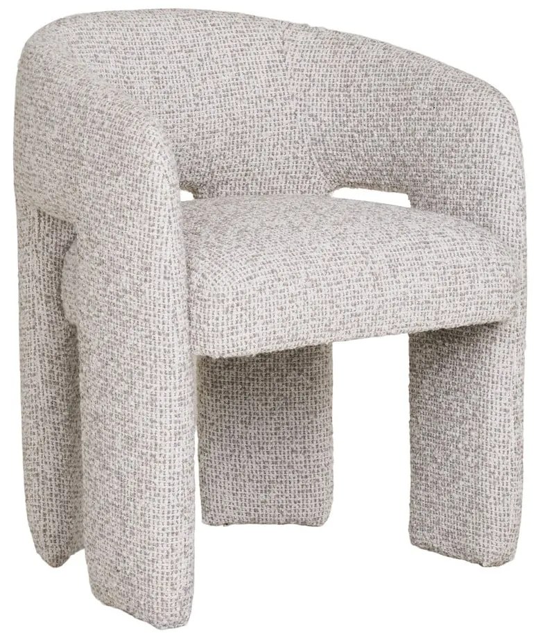 Scaun de sufragerie gri deschis cu cotiere tapițat Monroe – House Nordic