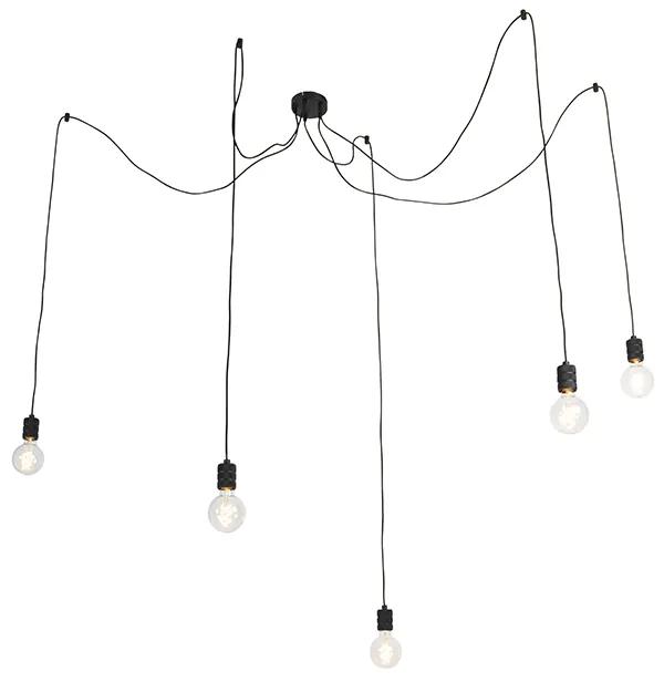 Lampă suspendată design negru cu 5 lumini - Cavalux