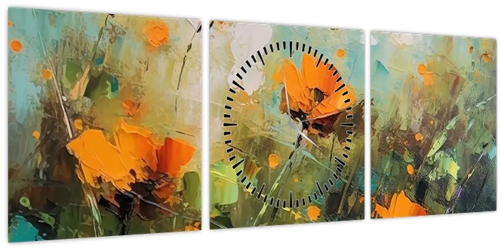 Tablou - Flori (cu ceas) (90x30 cm)