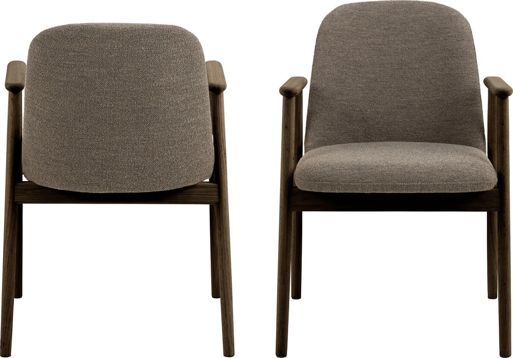 MAZZONI EXPORT RODERIC Maro Taupe (Monza 40)/cadru stejar lăcuit afumat (nuanță nuc) - SCAUN DE LEMN BOUCLÉ PENTRU SUFRAGERIE LIVING BUCĂTĂRIE