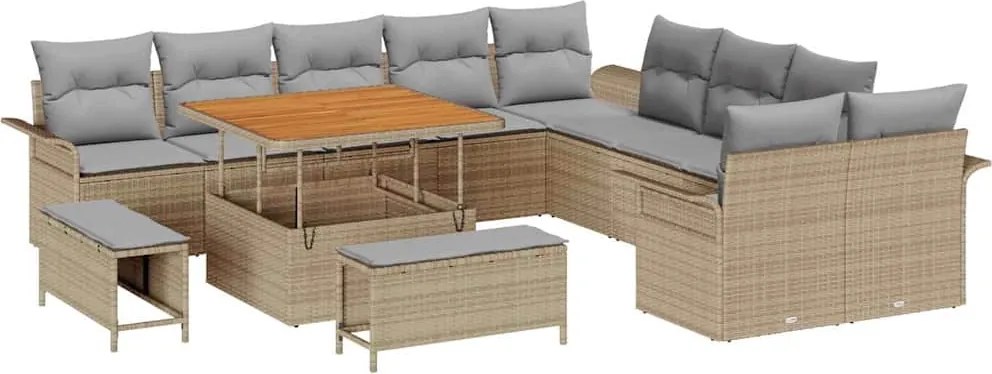 vidaXL Set de canapele pentru grădină 13 pcs Beige și gri deschis