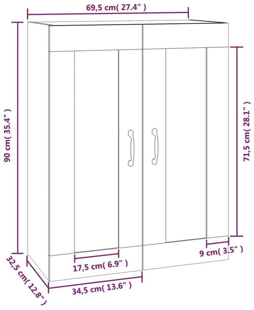 Dulap de perete suspendat, alb, 69,5x32,5x90 cm 1, Alb