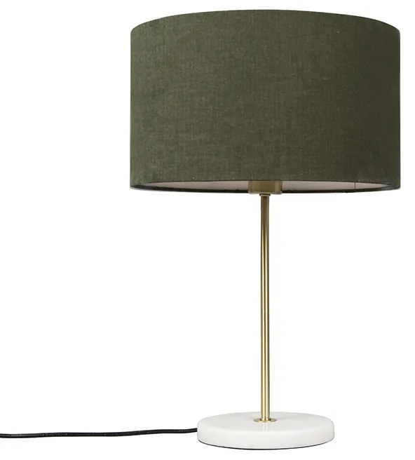 Lampă de masă din alamă cu abajur verde 35 cm - Kaso