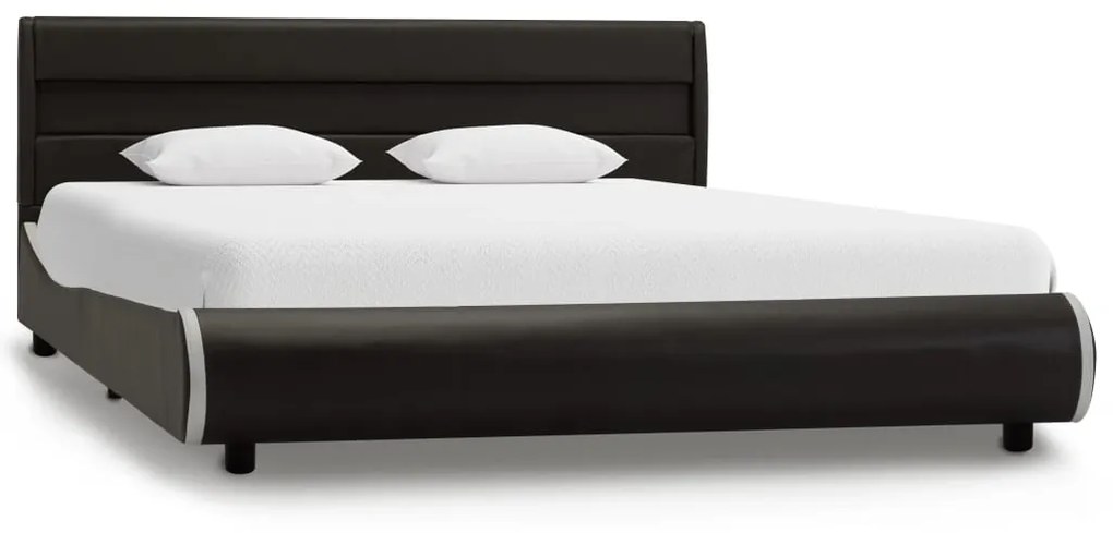 285028 vidaXL Cadru de pat cu LED, antracit, 120 x 200 cm, piele ecologică