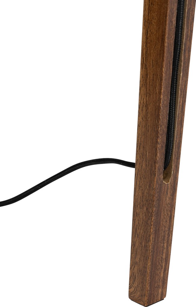 Lampă de podea modernă din lemn de nuc cu abajur bej bouclé 50cm - Tripod Classic