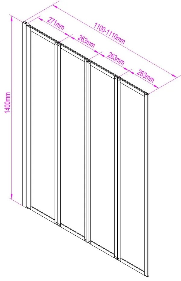 Paravan de baie Tribeca 110x140 cm negru