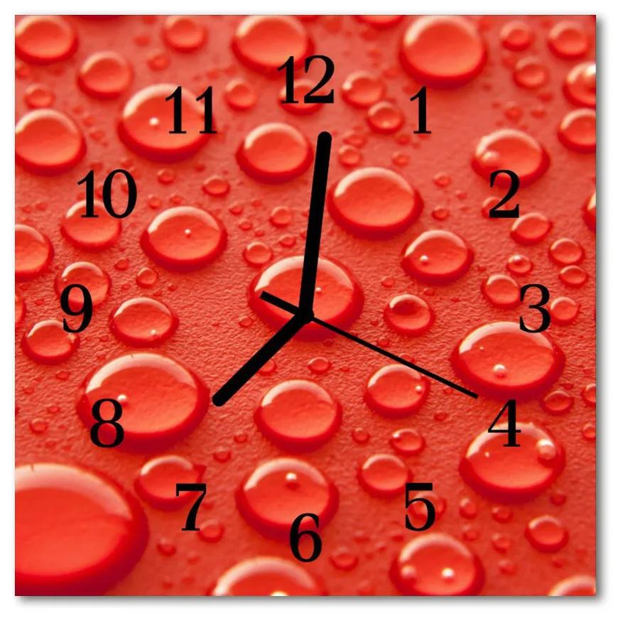 Ceas de perete din sticla pătrat Waterdrop Natura Roșu