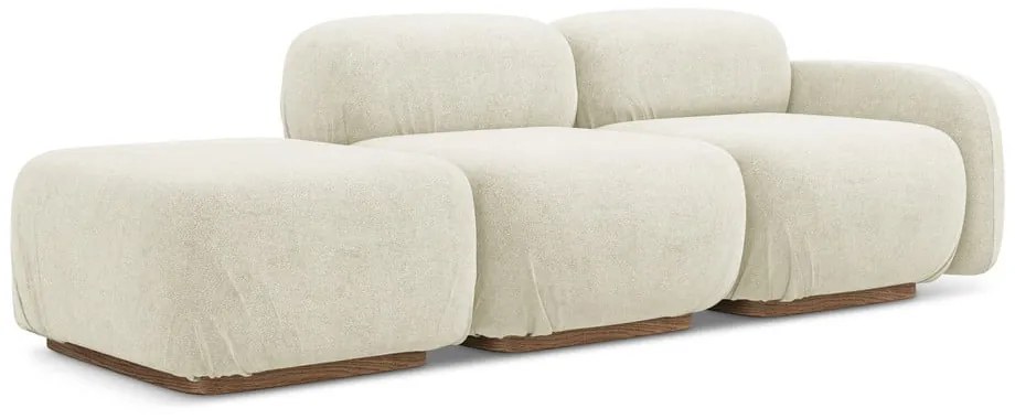 Șezlong modular crem cu tapițerie din țesătură bouclé (cu colț pe partea stângă) Ailani – Makamii