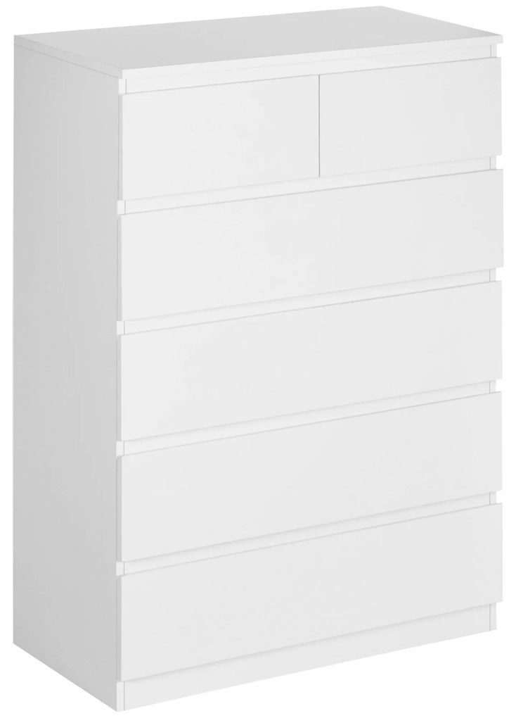 HOMCOM Comodă, Dulap de Depozitare cu 6 Sertare pentru Dormitor, Living, 80x39x115 cm, Alb | Aosom Romania