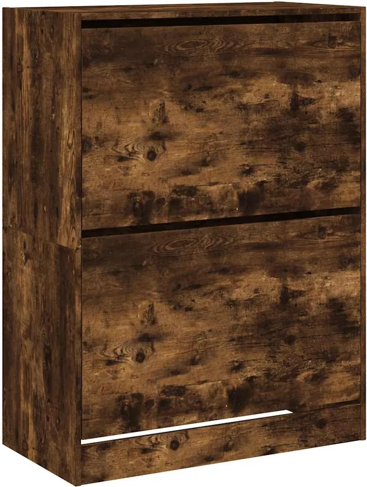 vidaXL Pantofar cu 2 sertare rabatabile, stejar fumuriu, 80x42x108 cm