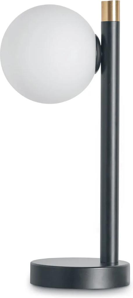 Pomi I - Lampă de masă neagră cu abajur alb din sticlă