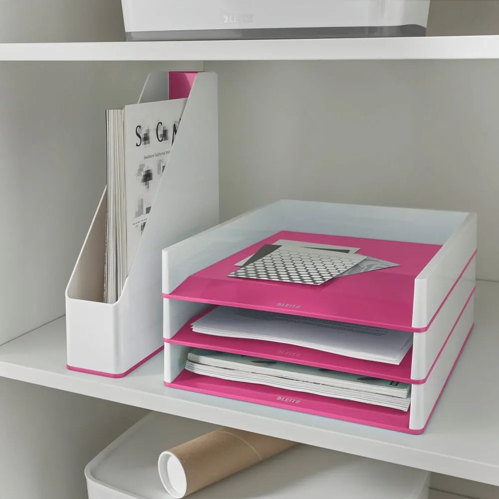 Suport de reviste Leitz WOW, alb-roz