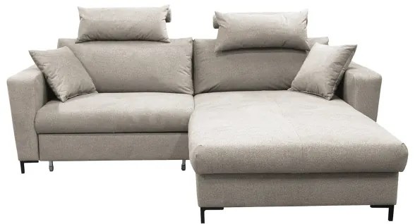 Colțar extensibil HORTA, în formă de L, cu spațiu de depozitare, pe partea dreaptă, gri