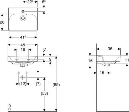 Geberit 500.222.01.1 - Lavoar suspendat Smyle Square 45x36 cm ceramică/alb