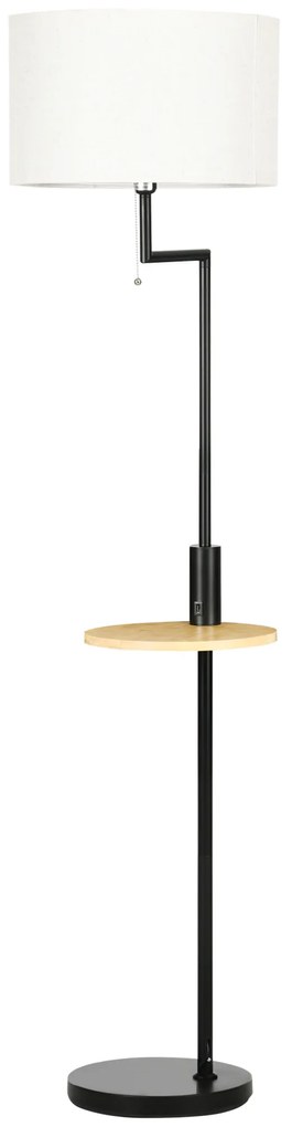HOMCOM Lampă de podea cu etajeră, Lampă de podea, Fermoar, E 27, 40 W, Bambus, Natural + Negru | Aosom Romania