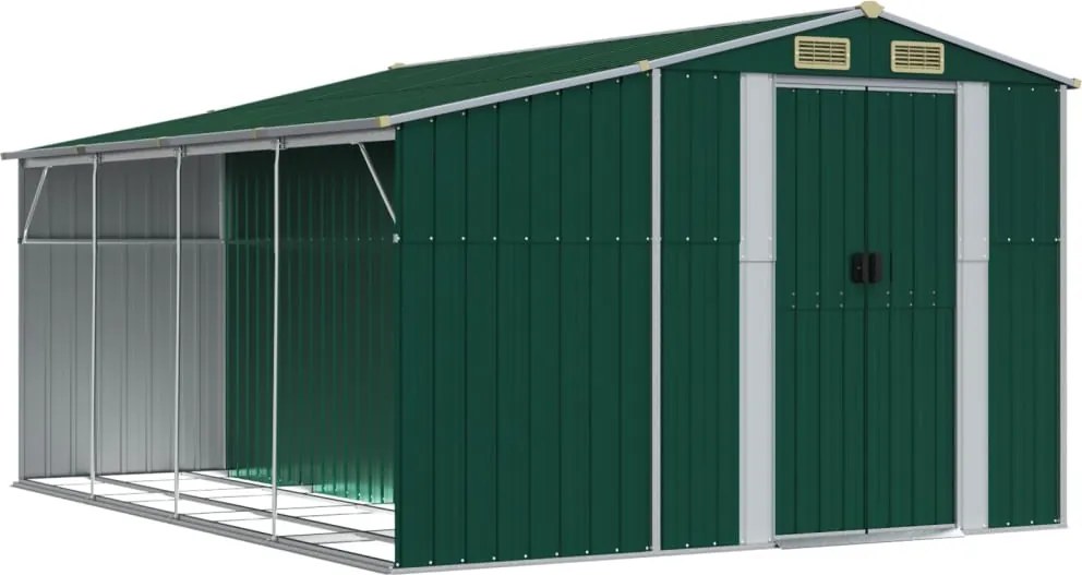 vidaXL Șopron de grădină, verde, 277x365,5x179 cm, oțel zincat