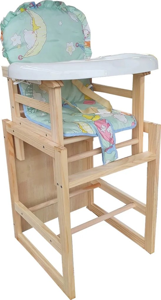 Scaun de masa pentru copii si bebe transformabil in masuta NOVOKIDS™ Wooden Table Chair, Din lemn masiv, Centura de siguranta, Sezut comfortabil