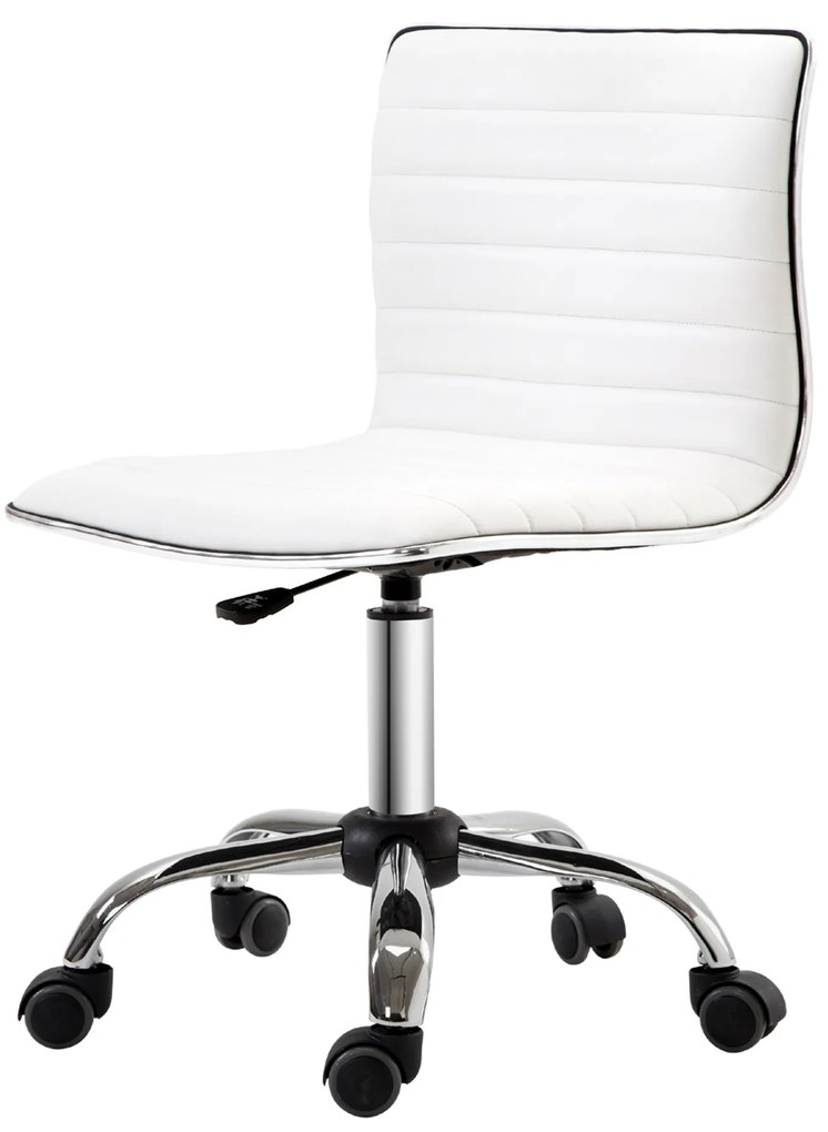 HOMCOM Scaun birou fără brațe, scaun de birou, înălțime reglabilă, șezut și spătar căptușite, 48x52x78-90cm, alb | Aosom Romania