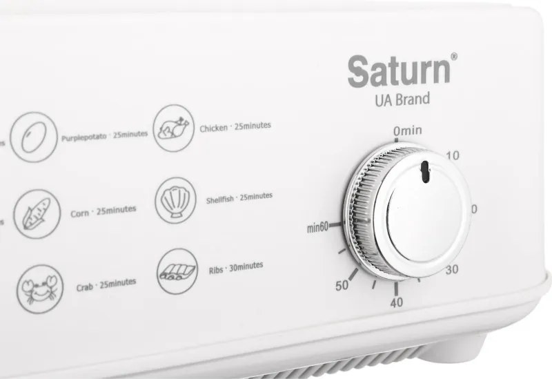 Aparat de gatit cu aburi Saturn ST-EC1187, 1500W, 12 l, Oprire automata, Indicator nivel apa, Alb