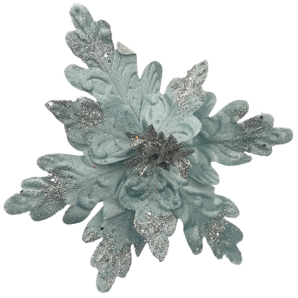 Ornament brad Craciunita Charm 25cm, Albastru deschis