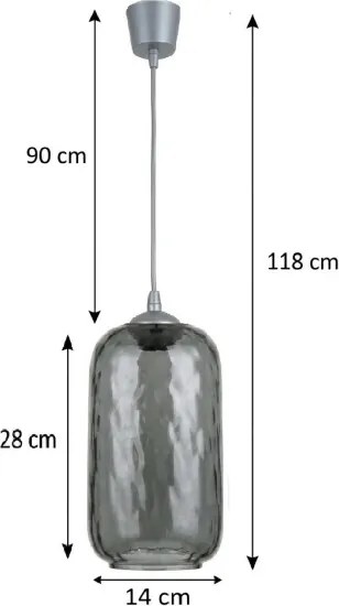 Brilagi - Lustra LED suspendată pe cablu R GLASS 1xE27/60W/230V pr. 14 cm argintiu/gri fumuriu
