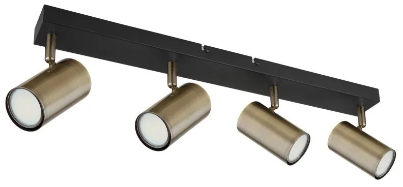 Plafoniera cu 4 spoturi directionabile design modern ROBBY negru mat, alama antica