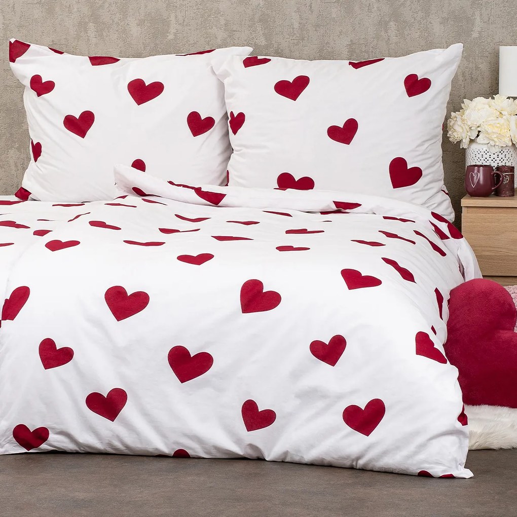 4Home Lenjerie de pat din bumbac Red Hearts , 160x 200 cm, 70 x 80 cm, 160 x 200 cm, 70 x 80 cm