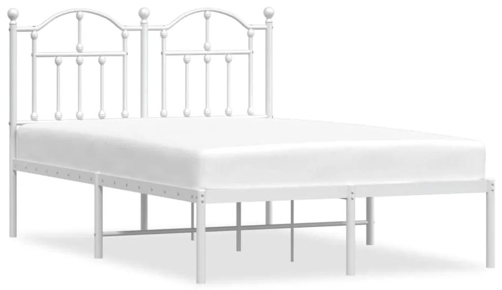 353486 vidaXL Cadru de pat metalic cu tăblie, alb, 120x200 cm