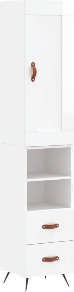vidaXL Dulap înalt, alb extralucios, 34,5x34x180 cm, lemn prelucrat