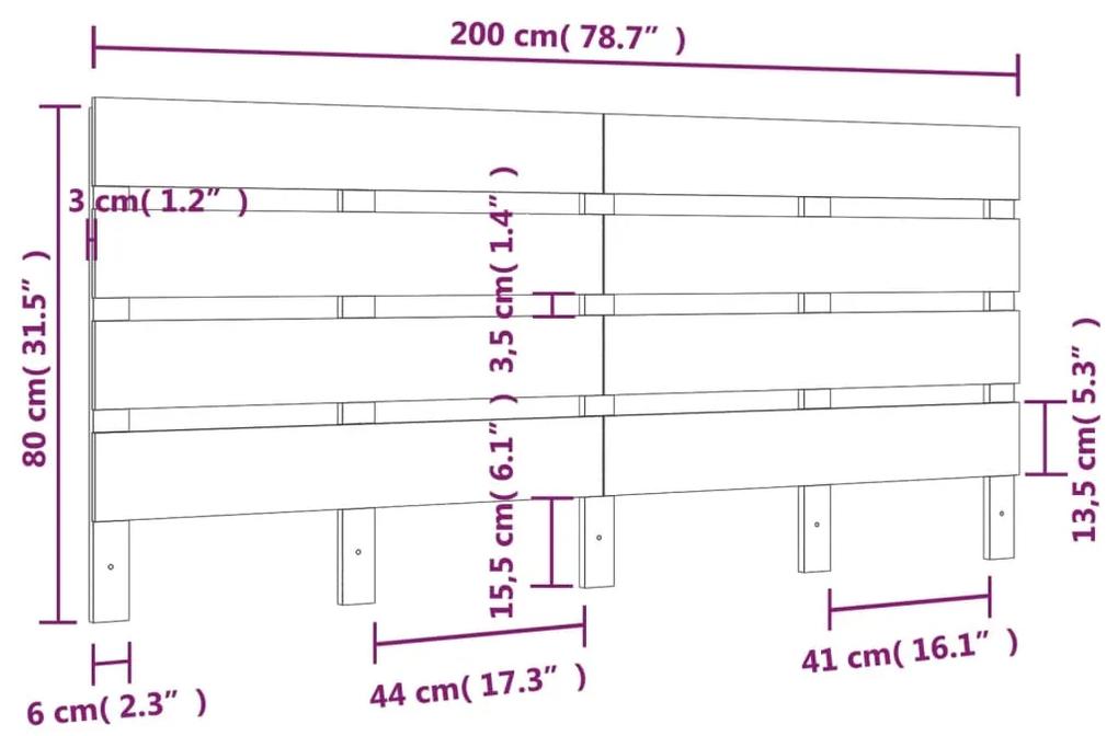 Tablie de pat, gri, 200x3x80 cm, lemn masiv de pin 1, Gri, 200 x 3 x 80 cm