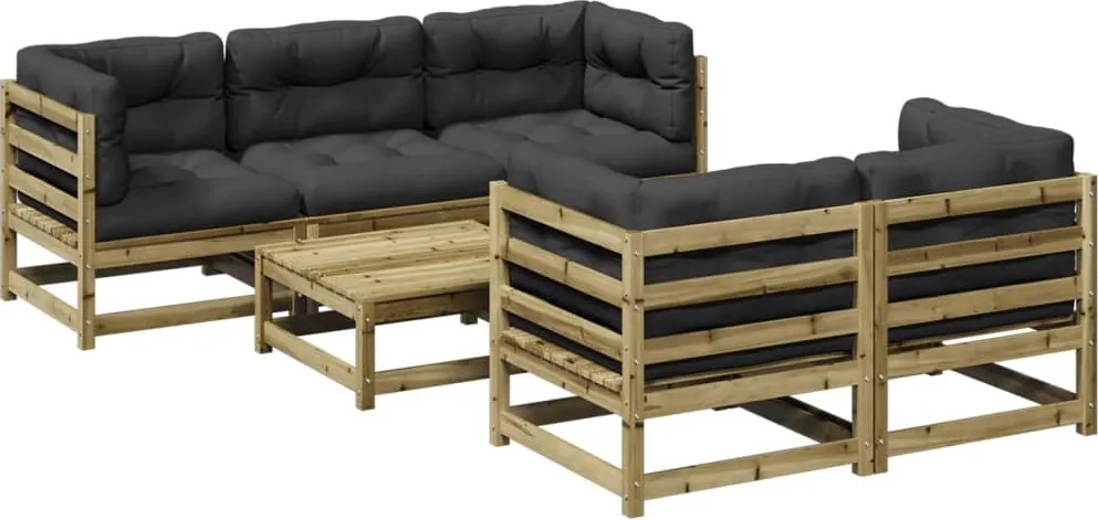 vidaXL Set canapele de grădină cu perne, 6 piese, lemn de pin tratat