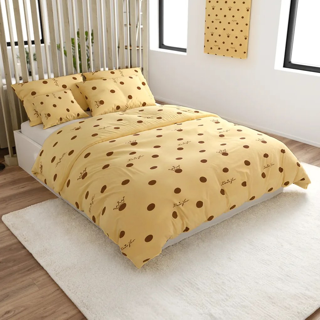 Lenjerie de pat din bumbac LOVE FOR crem Dimensiune lenjerie de pat: 70 x 90 cm | 140 x 200 cm