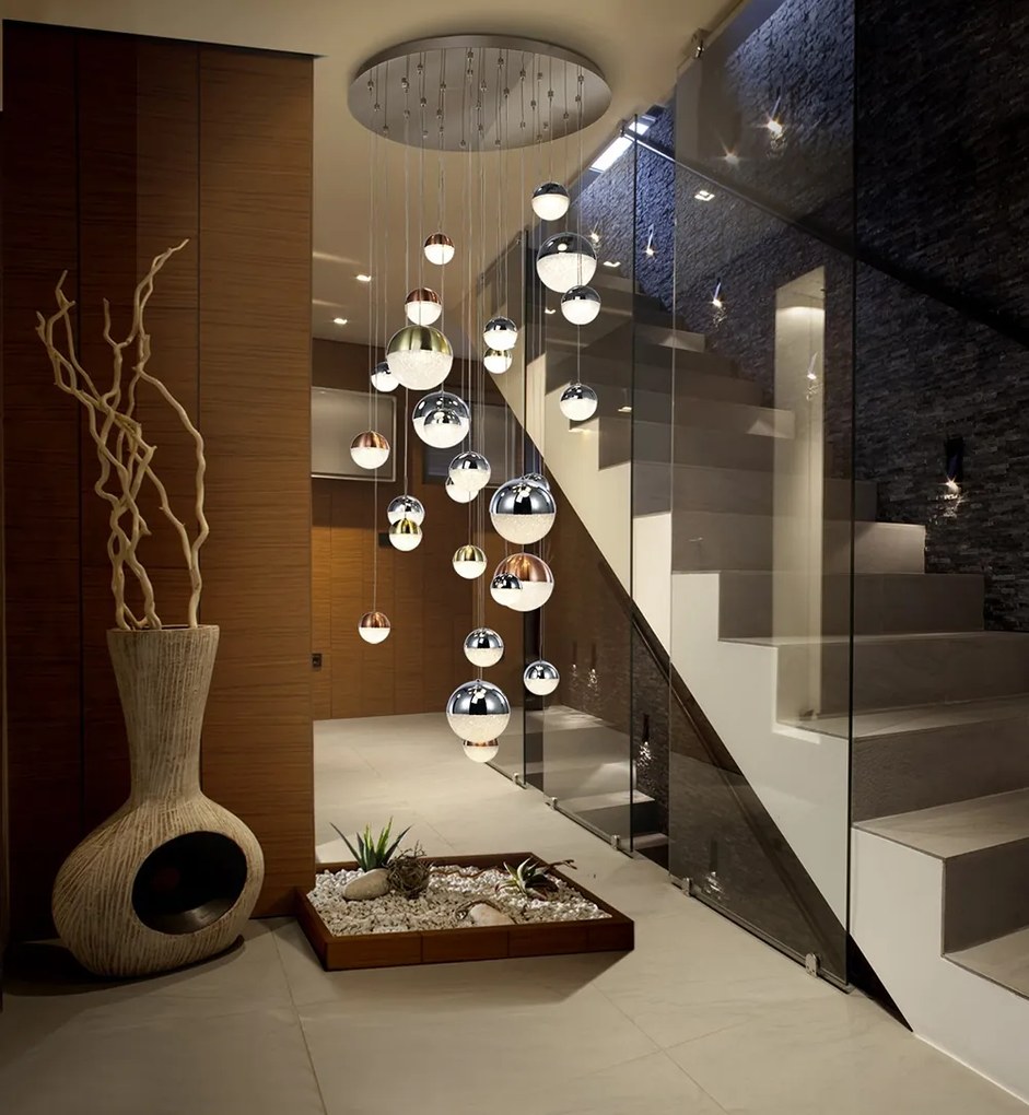 LUSTRA cu 27 pendule LED, H-300cm, DIMABILA prin BLUETOOTH Sphere 80cm SV-793960B