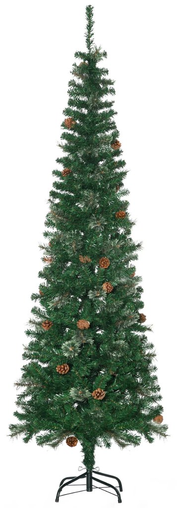 Pom de Craciun artificial 165cm cu ramuri realiste si 27 de conuri de pin, decor de Craciun, verde HOMCOM | Aosom RO