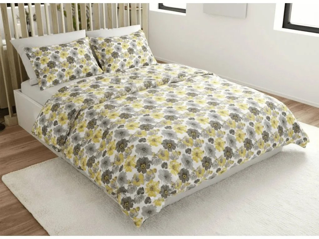 Lenjerie de pat din microfibra FEONELLE galben-gri Dimensiune lenjerie de pat: 70 x 90 cm | 140 x 220 cm