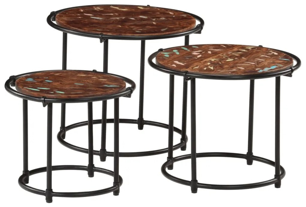 vidaXL Mese suprapuse, 3 buc., lemn masiv reciclat