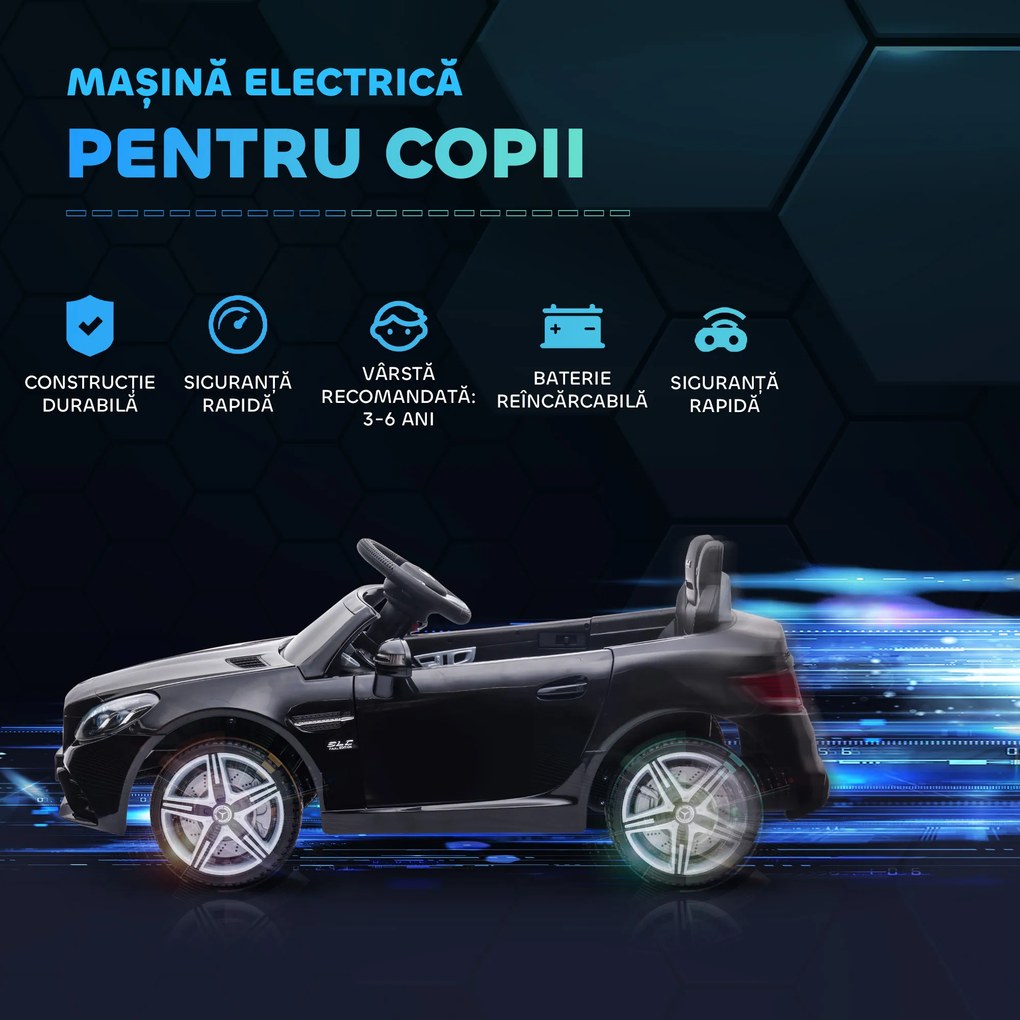 AIYAPLAY Mașină Electrică pentru Copii 3-6 Ani cu 2 Motoare, Telecomandă și Design Sportiv, Dimensiuni 107x62,5x44 cm, Negru | Aosom Romania