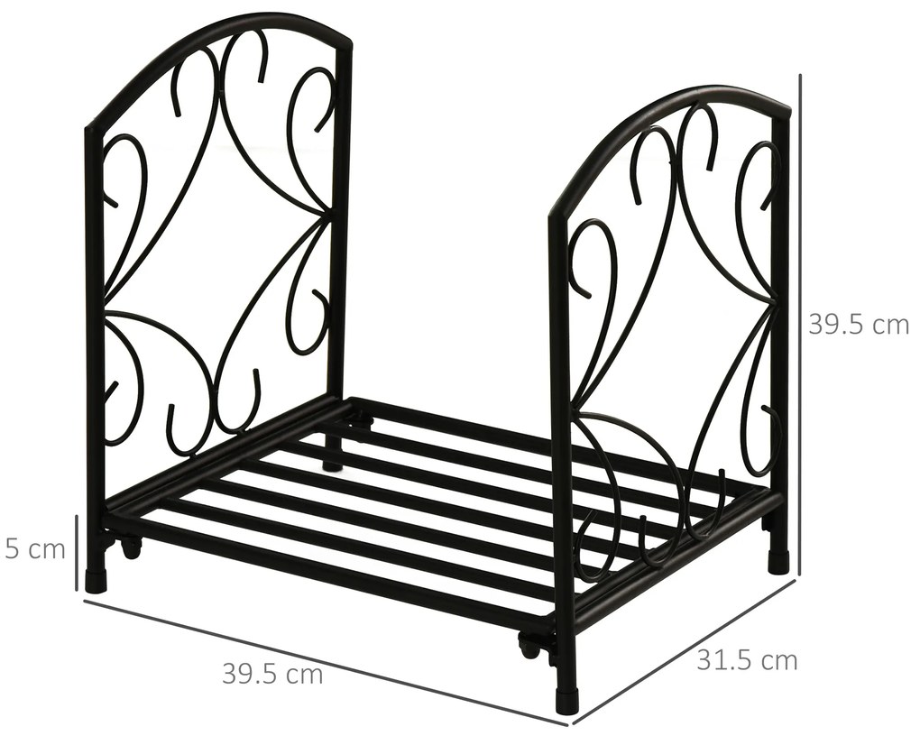 Suport pentru Lemne de Interior si de Exterior din Metal cu Baza Ridicata pentru 50kg de Lemne 39.5x31.5x39.5cm, Negru Outsunny | Aosom Romania