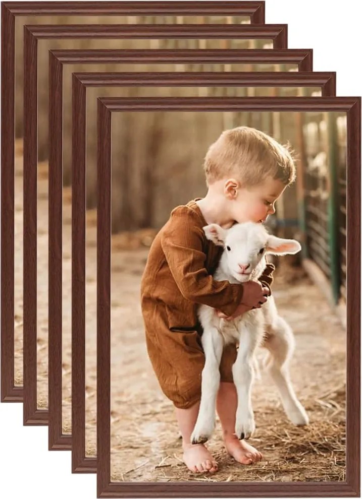vidaXL Rame foto colaj pentru masă 5 buc. maro, 21x29,7 cm, MDF