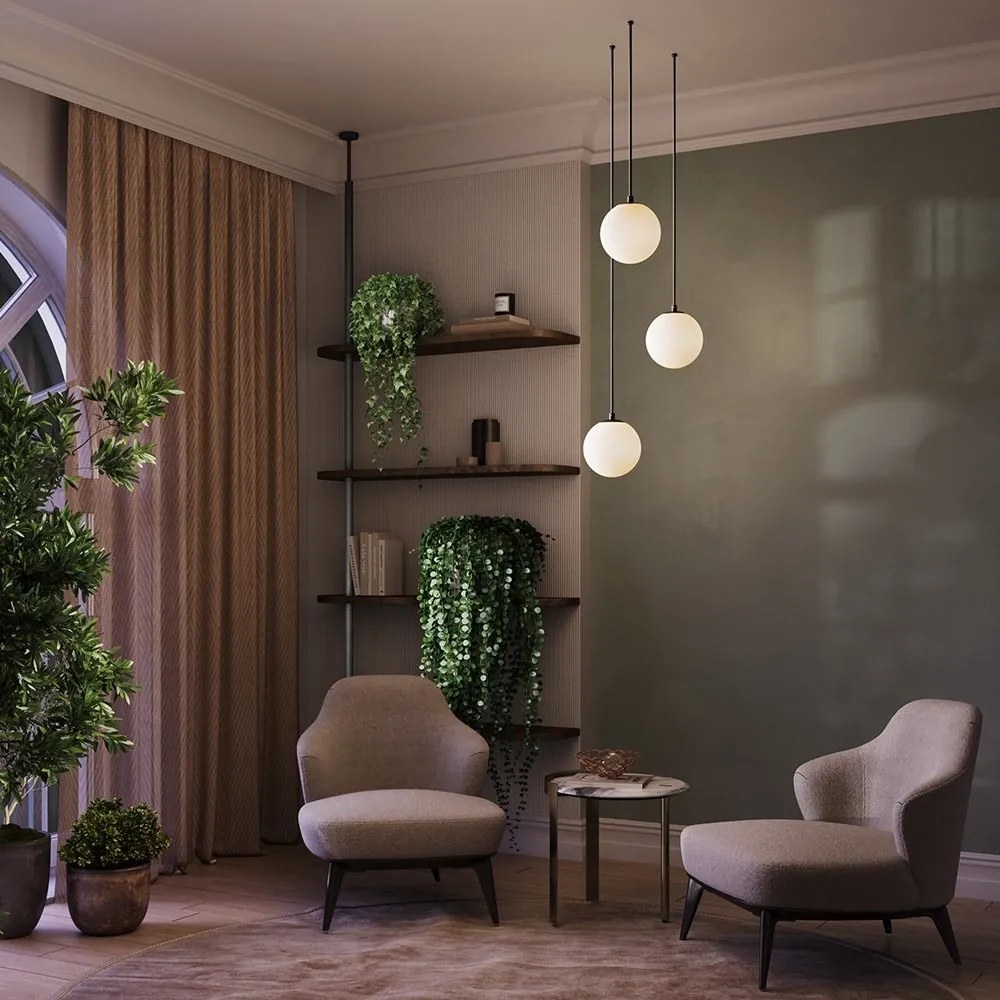 Pendul LED incastrabil design tehnic Luna negru, 3000K