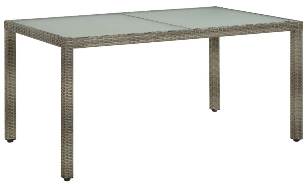 vidaXL Masă de grădină, gri, 150x90x75 cm, sticlă securizată/poliratan