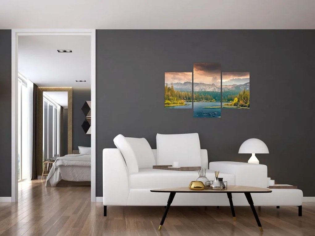 Tablou cu râu montan și munți (90x60 cm)