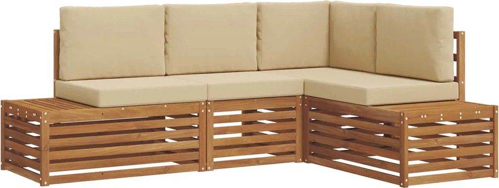 vidaXL Set de canapele de exterior cu pernă 4 Bucată Natural și Bej