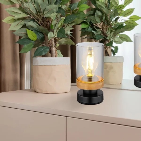 Lampă de masă FINCA 1xE27/40W/230V metal/lemn Globo 15557T