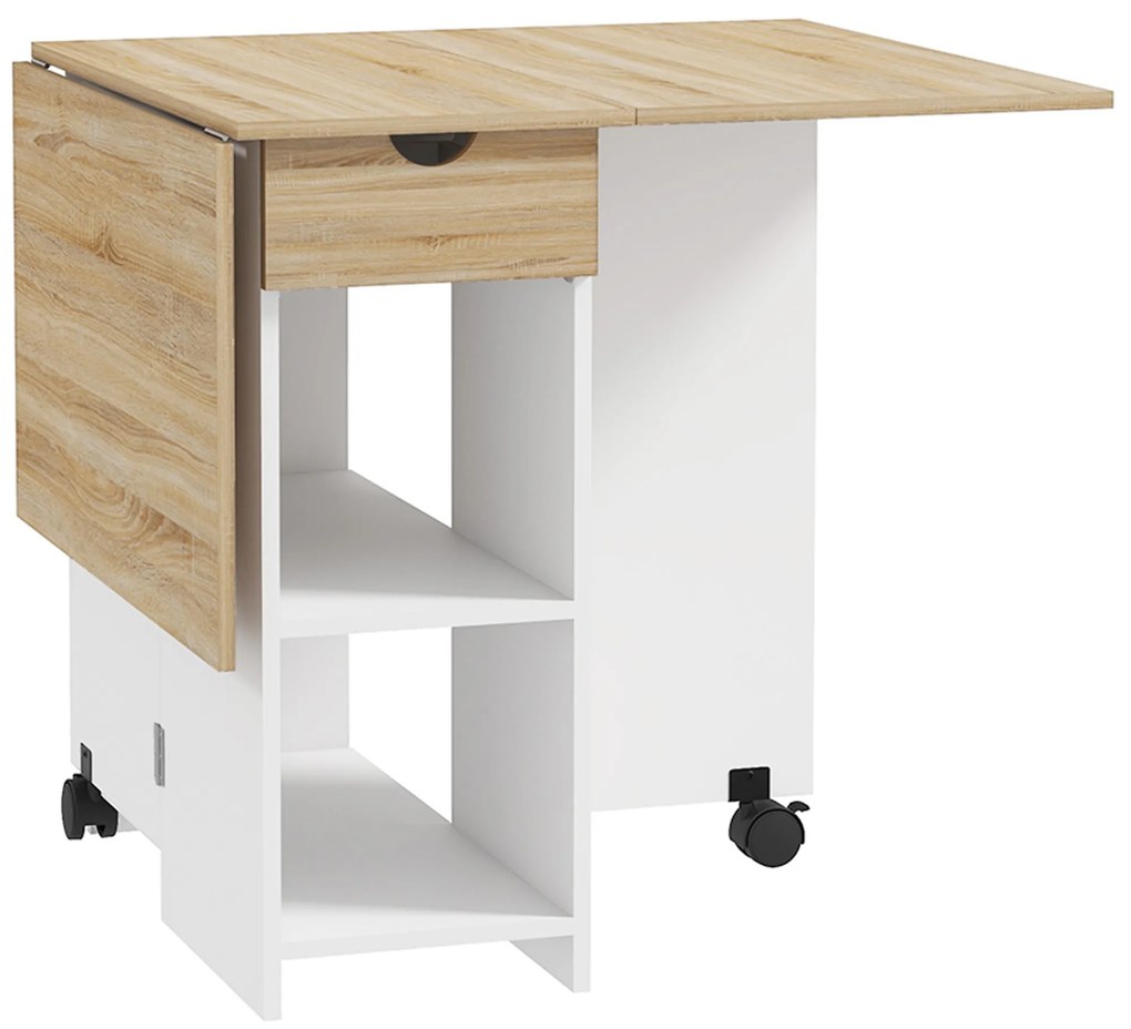 HOMCOM Masa de dining pliabilă masă de bucătărie extensibilă pentru 2 până la 4 persoane 2 aripi 120 x 72 x 75 cm stejar | Aosom Romania