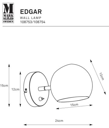 Lampă de perete Markslöjd 108754 EDGAR 1xE14/40W/230V auriu